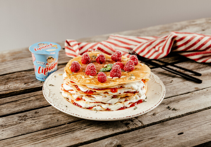 Palacinková torta s lekvárom, Tradičným Lipánkom a malinami