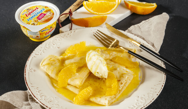 Crépes suzette so sladkou nátierkou Lipánek